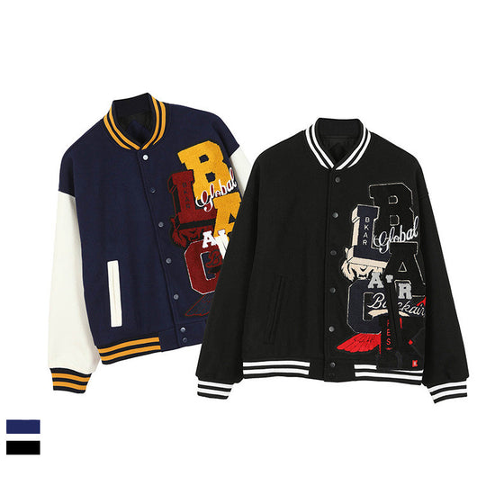 Chaqueta de Béisbol Retro con Bordado de Letras para Hombre - Estilo Campus Invierno - Image 10