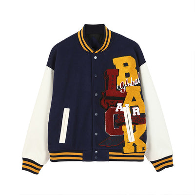 Chaqueta de Béisbol Retro con Bordado de Letras para Hombre - Estilo Campus Invierno - Image 13