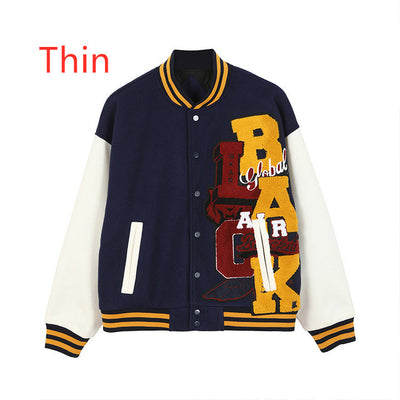 Chaqueta de Béisbol Retro con Bordado de Letras para Hombre - Estilo Campus Invierno - Image 7