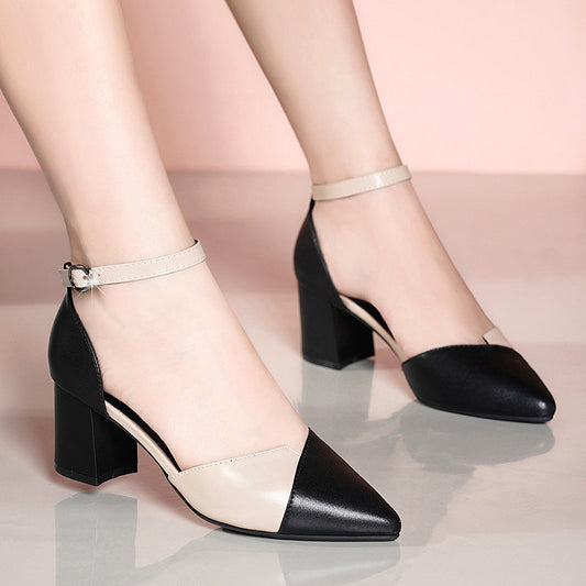 Zapatos de Tacón Grueso Punta Fina Estilo Elegante para Verano - Image 2