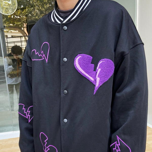 Chaqueta Universitaria Retro con Bordado Heartbreak para Hombre