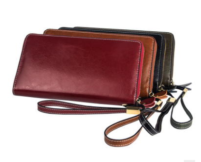 Cartera Larga Retro con Cierre de Cremallera para Mujer