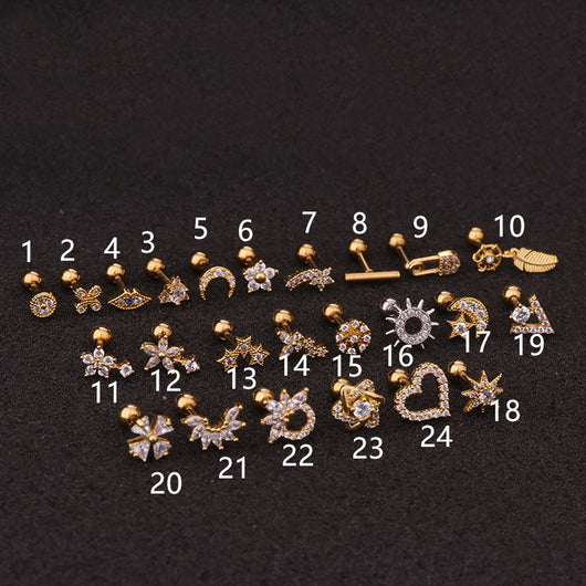 Pendientes de Flor en Acero Inoxidable con Cierre de Rosca y Zircón - Image 7