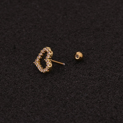 Pendientes de Flor en Acero Inoxidable con Cierre de Rosca y Zircón - Image 3