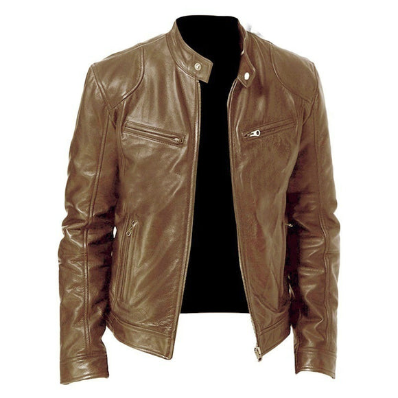 Chaqueta Cardigan de Cuero PU con Cierre de Cremallera y Bolsillos