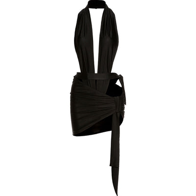 Conjunto Sexy de Falda y Top Halter con Recortes y Cintas - Image 8