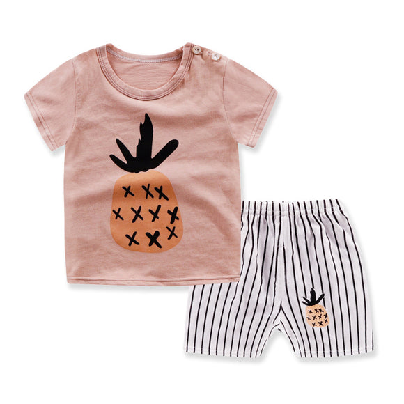 Conjunto de Pijama Infantil de Algodón - Camiseta y Pantalón Corto