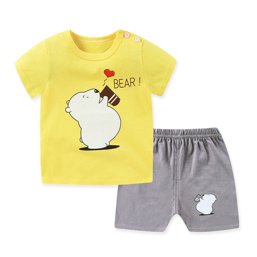 Conjunto de Pijama Infantil de Algodón - Camiseta y Pantalón Corto