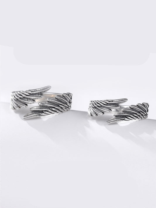 Anillo de Plata 999 Alas de Ángel - Juego de Parejas en Plata Esterlina