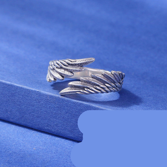 Anillo de Plata 999 Alas de Ángel - Juego de Parejas en Plata Esterlina
