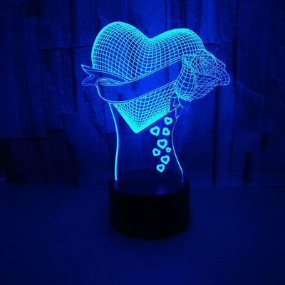 Lámpara 3D Corazón Enamorado con Rosa - Ilusión Óptica San Valentín Personalizada - Image 7