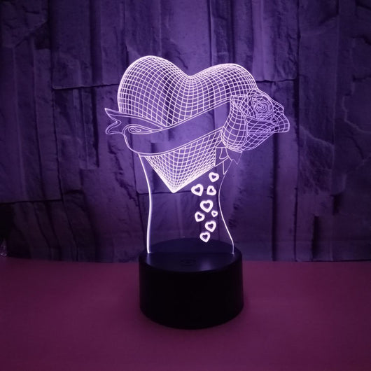 Lámpara 3D Corazón Enamorado con Rosa - Ilusión Óptica San Valentín Personalizada - Image 12