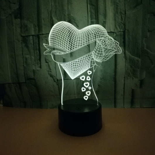 Lámpara 3D Corazón Enamorado con Rosa - Ilusión Óptica San Valentín Personalizada - Image 5