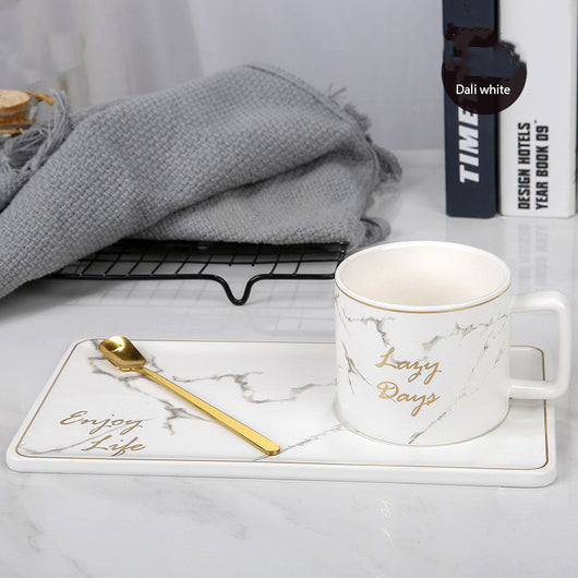 Juego de Tazas de Cerámica con Veta de Mármol y Borde Dorado - Tazas Ejecutivas Premium - Image 4