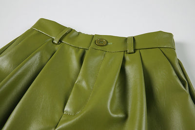 Shorts de Cuero Cintura Alta Efecto Adelgazante Pierna Ancha - Image 5