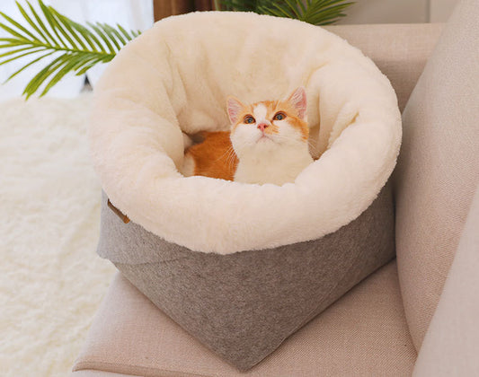Arenero Redondo de Fieltro Cuatro Estaciones para Gatos