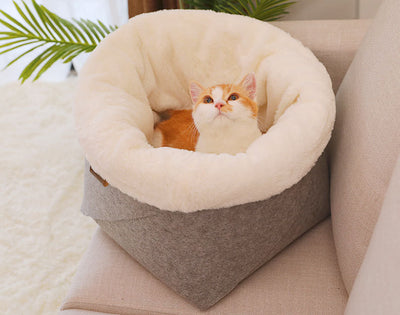 Arenero Redondo de Fieltro Cuatro Estaciones para Gatos