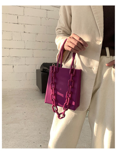 Bolsa Cuadrada Portátil con Cadena Acrílica - Cartera Tote Elegante para Mujer - Image 4