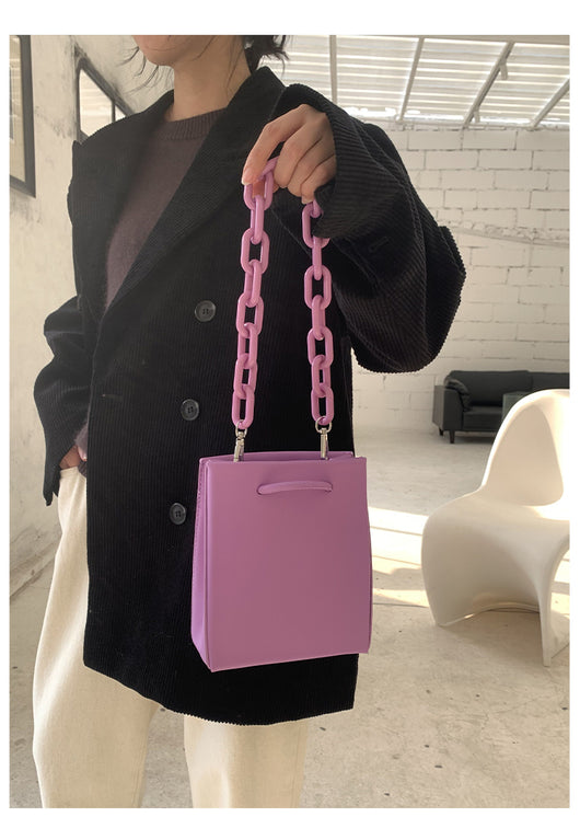 Bolsa Cuadrada Portátil con Cadena Acrílica - Cartera Tote Elegante para Mujer - Image 3