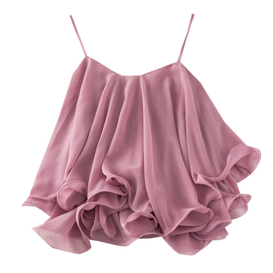 Blusa Suelta de Gasa con Volantes para Mujer