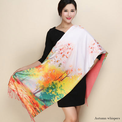 Cheongsam de Satén Doble Capa con Bufanda Tradicional - Image 24