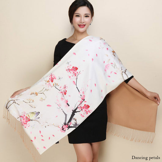 Cheongsam de Satén Doble Capa con Bufanda Tradicional - Image 23