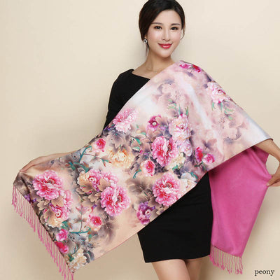Cheongsam de Satén Doble Capa con Bufanda Tradicional - Image 36