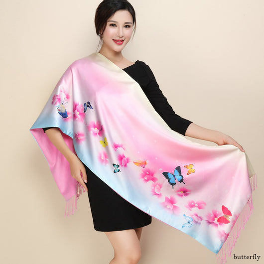 Cheongsam de Satén Doble Capa con Bufanda Tradicional - Image 20