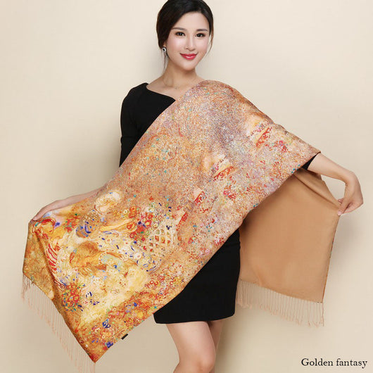Cheongsam de Satén Doble Capa con Bufanda Tradicional - Image 8