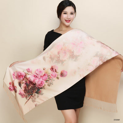 Cheongsam de Satén Doble Capa con Bufanda Tradicional - Image 7