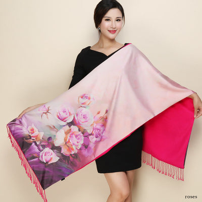 Cheongsam de Satén Doble Capa con Bufanda Tradicional - Image 16
