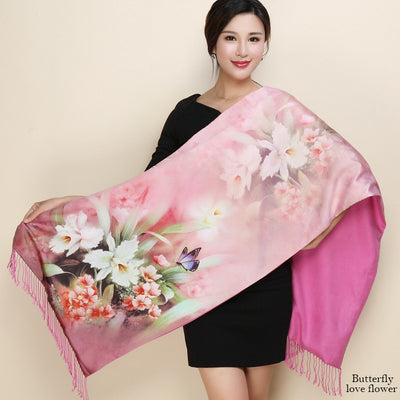 Cheongsam de Satén Doble Capa con Bufanda Tradicional - Image 19
