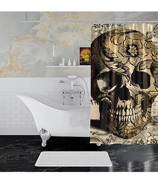 Cortina de Baño Impermeable con Patrón de Calaveras - Decoración Halloween - Image 9