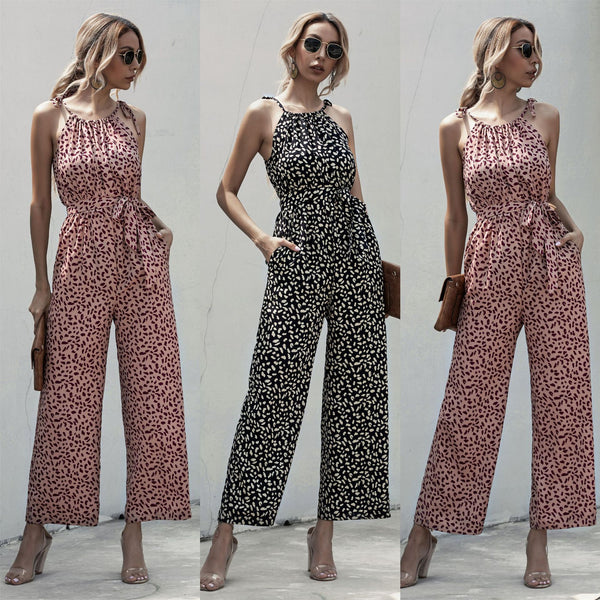 Jumpsuit Casual de Piernas Anchas con Tirantes Ajustables