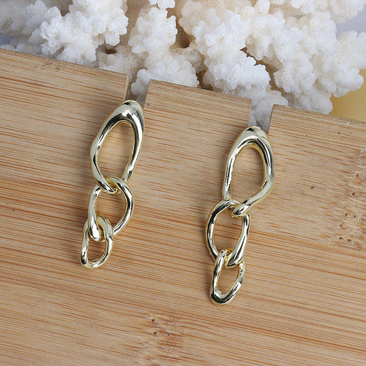 Aretes de Metal Brillante con Diseño Europeo y Americano - Image 10