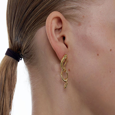 Aretes de Metal Brillante con Diseño Europeo y Americano - Image 9