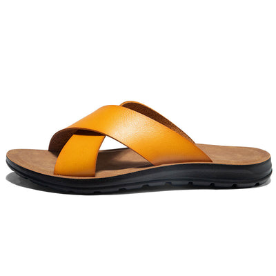 Pantuflas Hombre Cuero Suave Suela Flexible Zapatos Playa Casual - Image 8