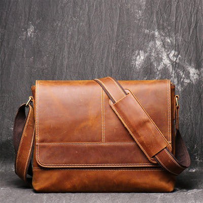 Bolsa de Hombro Vintage Desgastada para Hombre - Image 8