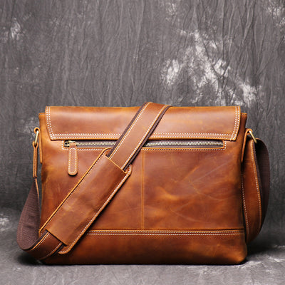 Bolsa de Hombro Vintage Desgastada para Hombre - Image 9