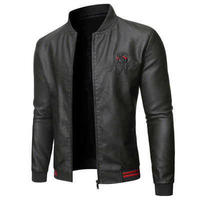 Cardigan de Cuero Lavable Slim Fit con Cuello Alzado y Cierre - Image 6