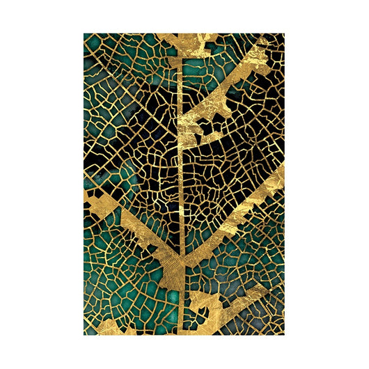 Cuadro Decorativo con Patrón de Hojas Doradas
