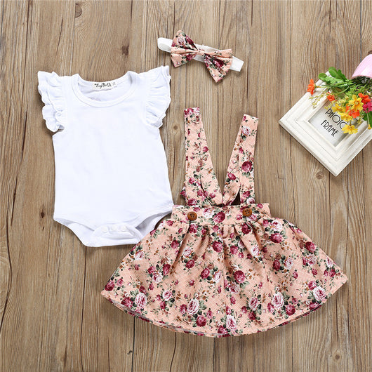 Enterizo Infantil de Algodón con Mangas Volantes y Falda de Flores - Image 10