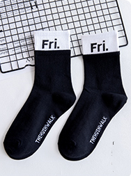 Calcetines Tubo de Algodón con Combinación de Letras y Colores para Mujer - Image 13