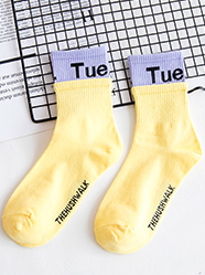 Calcetines Tubo de Algodón con Combinación de Letras y Colores para Mujer - Image 16