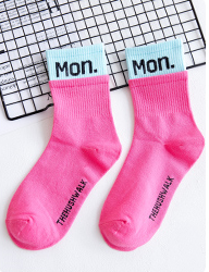 Calcetines Tubo de Algodón con Combinación de Letras y Colores para Mujer - Image 20