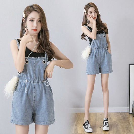 Shorts Denim con Tirantes Cintura Alta Pierna Ancha Efecto Esbeltecedor - Image 8