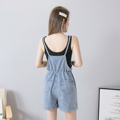 Shorts Denim con Tirantes Cintura Alta Pierna Ancha Efecto Esbeltecedor - Image 9