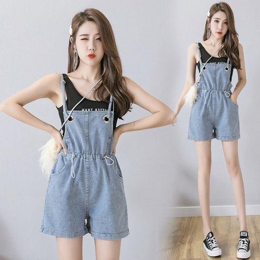 Shorts Denim con Tirantes Cintura Alta Pierna Ancha Efecto Esbeltecedor - Image 5