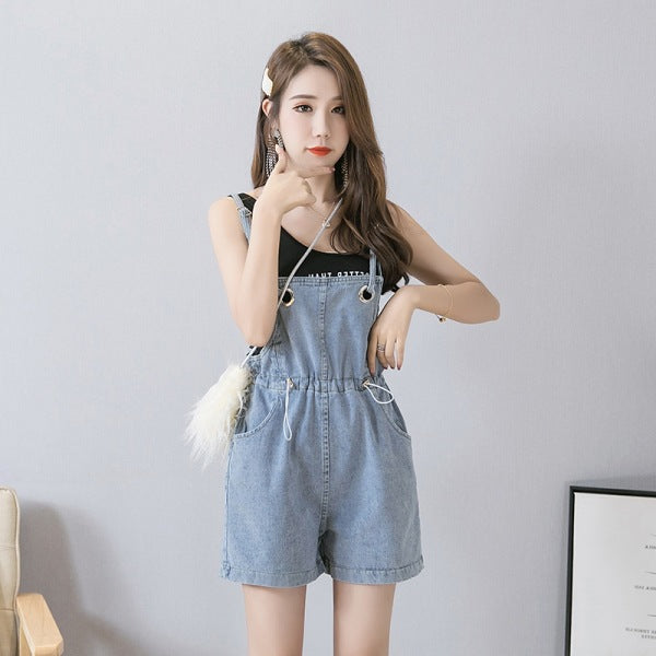 Shorts Denim con Tirantes Cintura Alta Pierna Ancha Efecto Esbeltecedor - Image 3
