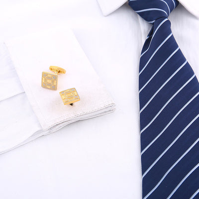 Camisa de Vestir con Puños Franceses y Gemelos Dorados Premium - Image 9